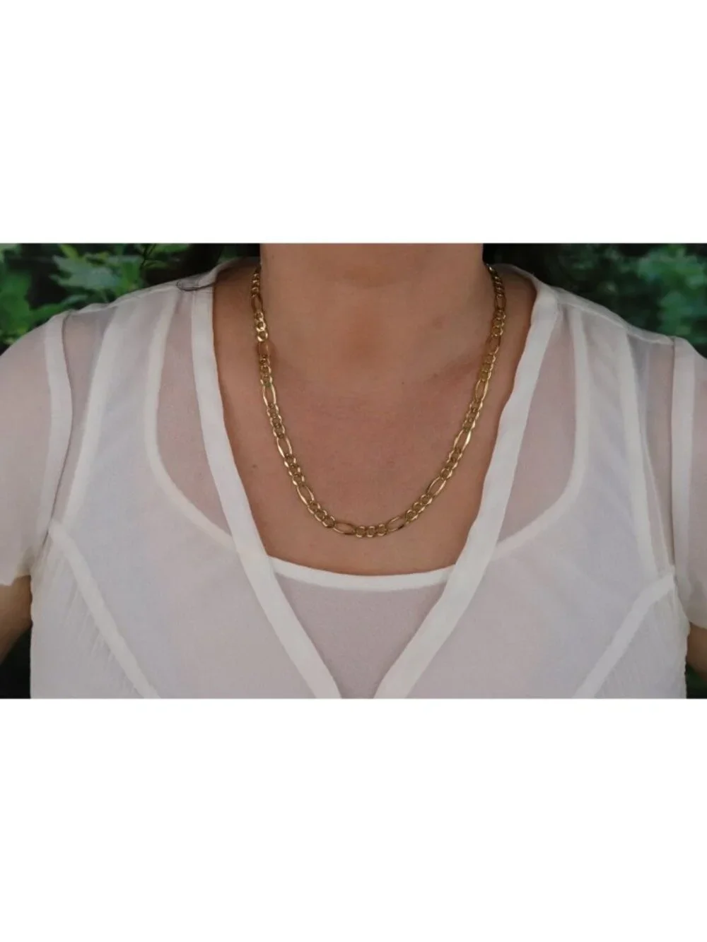 18k Yellow Gold Over Sterling Silver Figaro Link Chain Necklace 20